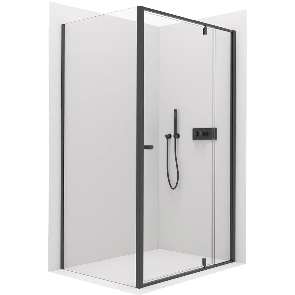 CERANO Sprchový kout Santini L/P 6 mm černá matná, transparentní sklo 100x90x195  pivotový CER-428953