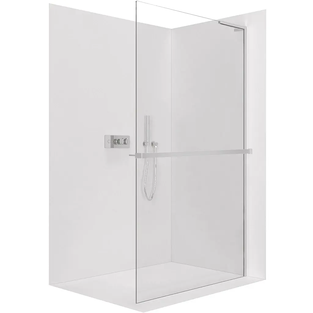 CERANO Sprchová zástěna Walk-in Onyx L-pravá vzpěra 10 mm + polička/držák na ručníky chrom, transparentní sklo 130x200  CER-8050BD76495