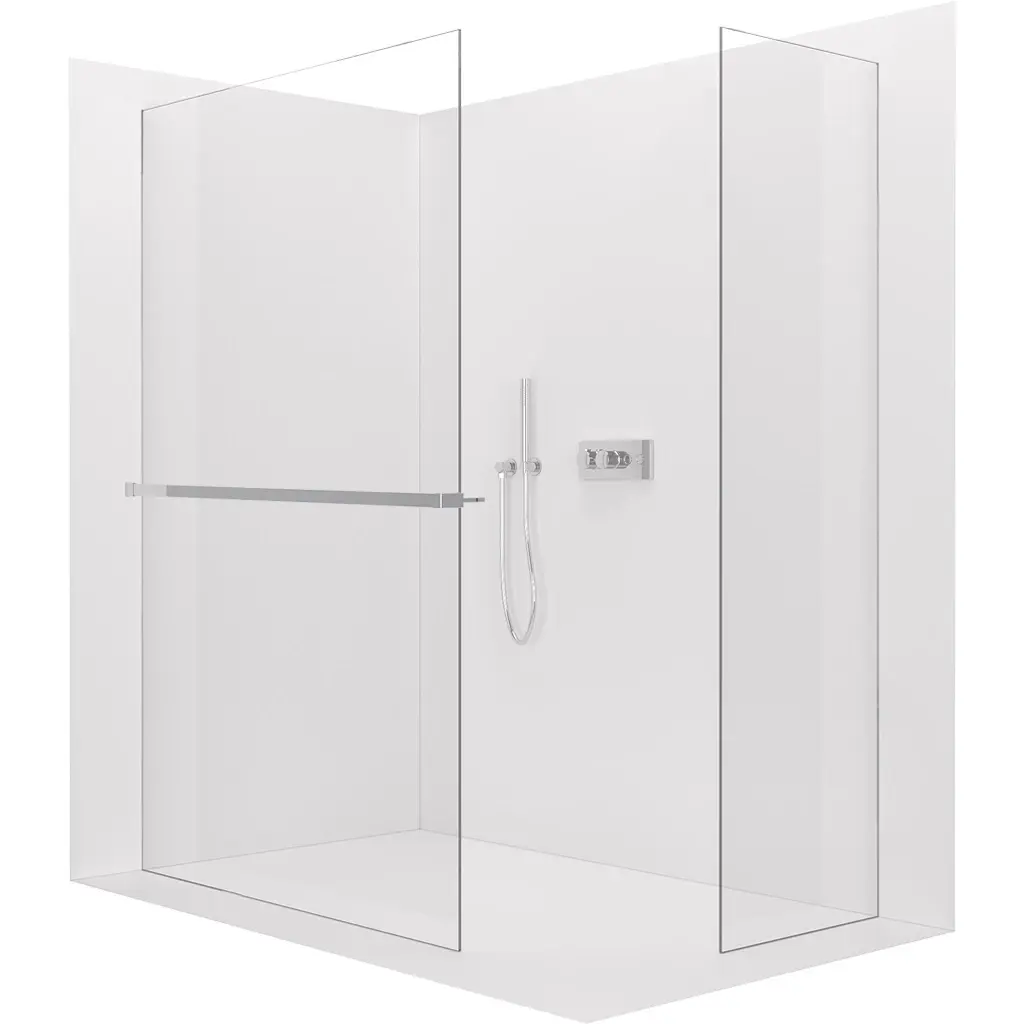 CERANO Sprchová zástěna Walk-in Crystal T L/P 10 mm bezvzpěrový systém + polička/držák na ručníky chrom, transparentní sklo- 130x130x200  CER-8050BD82244