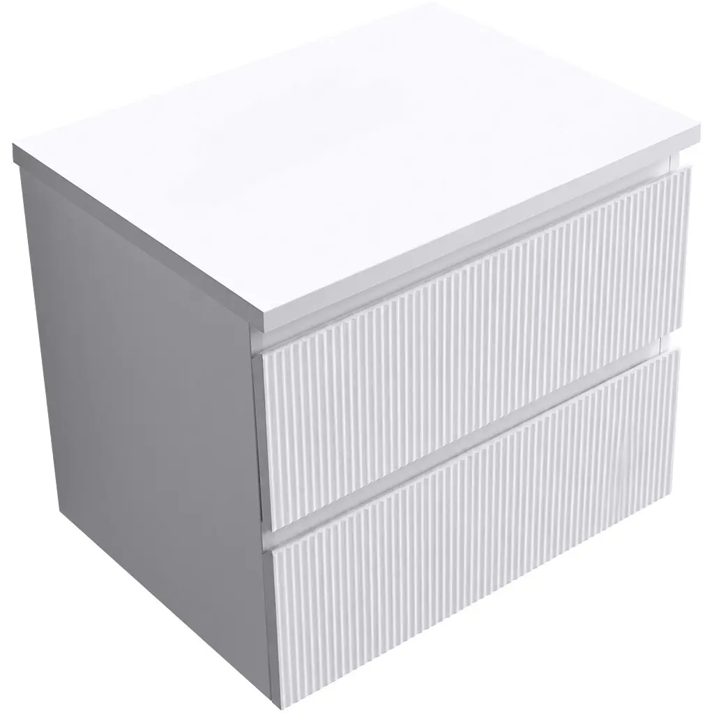 Koupelnová skříňka Carole - bílá matná rýhovaná + deska pod umyvadlo Navira Pro - 36 mm - 60x51,6x46 cm