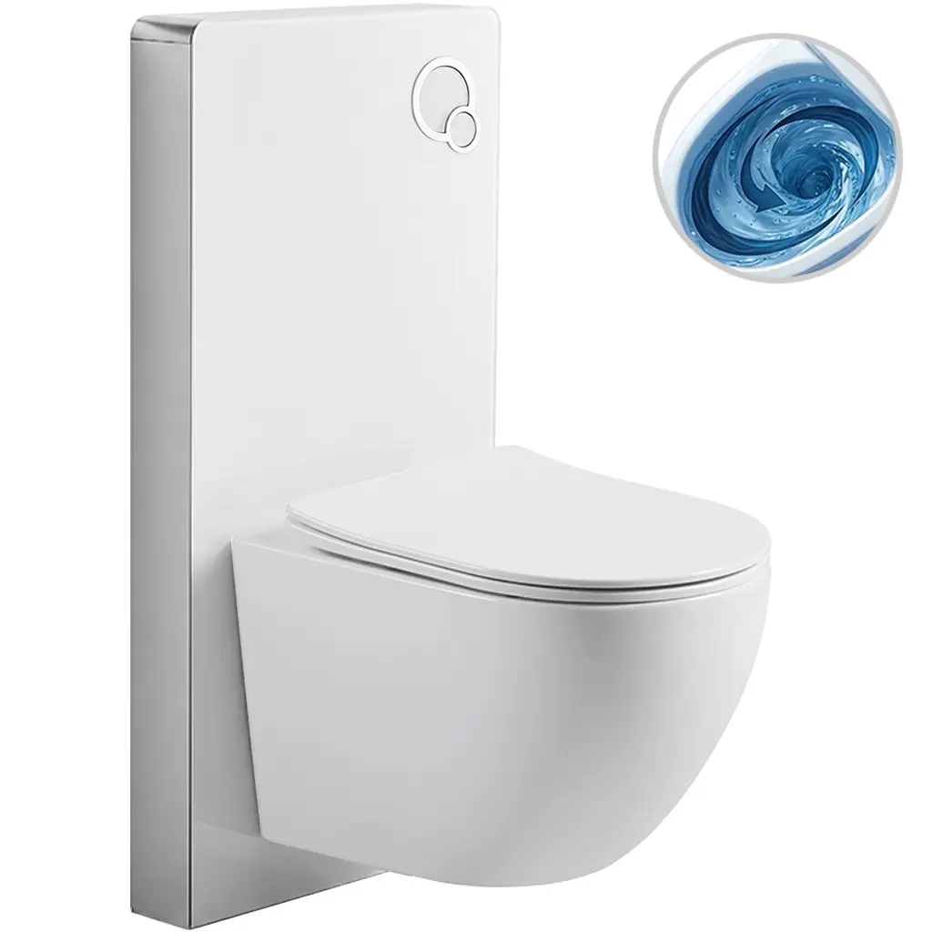 CERANO Kompletní WC set Modul/Cesso bílá lesklá integrované WC tlačítko pneumatický modul 49x36  CER-979845