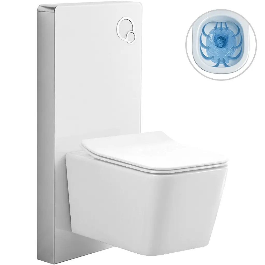 Kompletní WC set Modul/Forte - bílá lesklá - integrované WC tlačítko - pneumatický modul - 51x36 cm