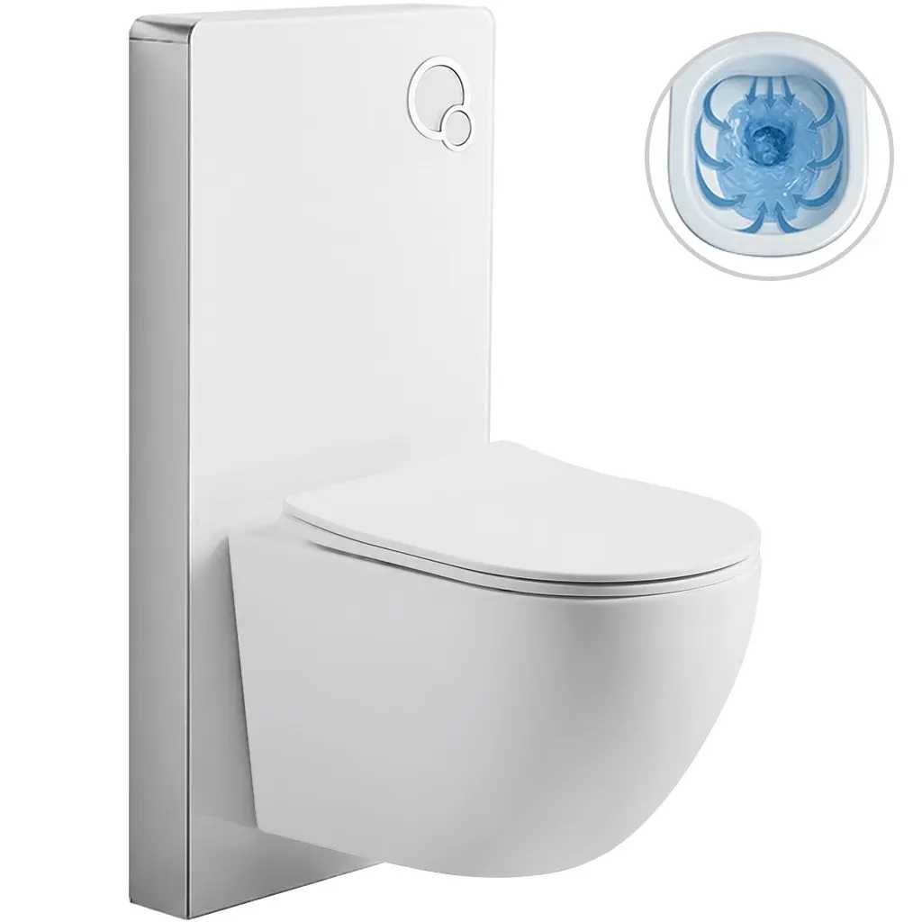 CERANO Kompletní WC set Modul/Cesso bílá matná integrované WC tlačítko pneumatický modul 49x36  CER-979854