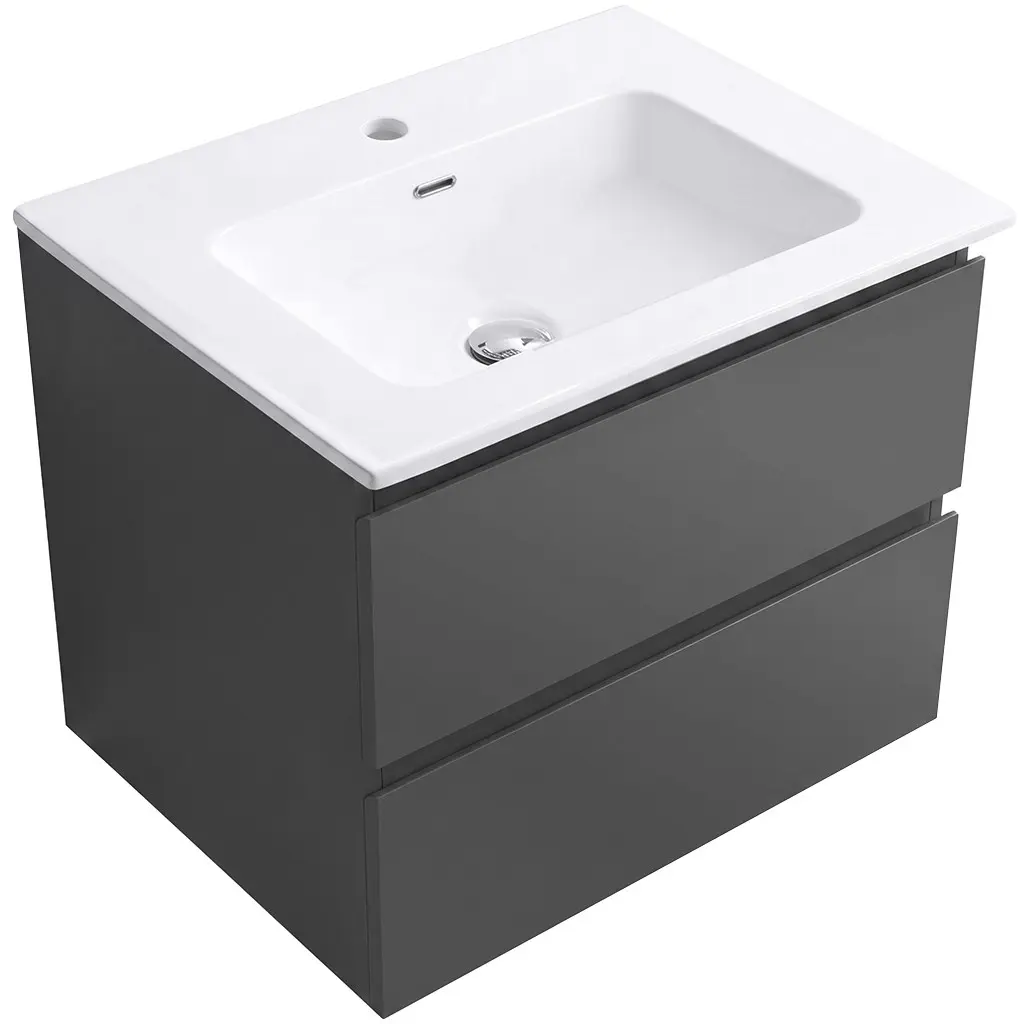 CERANO Koupelnová skříňka Carole antracitová + keramické umyvadlo Novo bílá lesklá 61x49,5x46,5  CER-057941