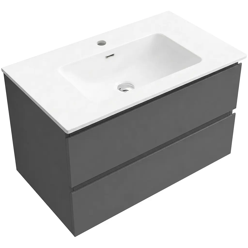 CERANO Koupelnová skříňka Carole antracitová + keramické umyvadlo Novo bílá lesklá 101x49,5x46,5  CER-342255