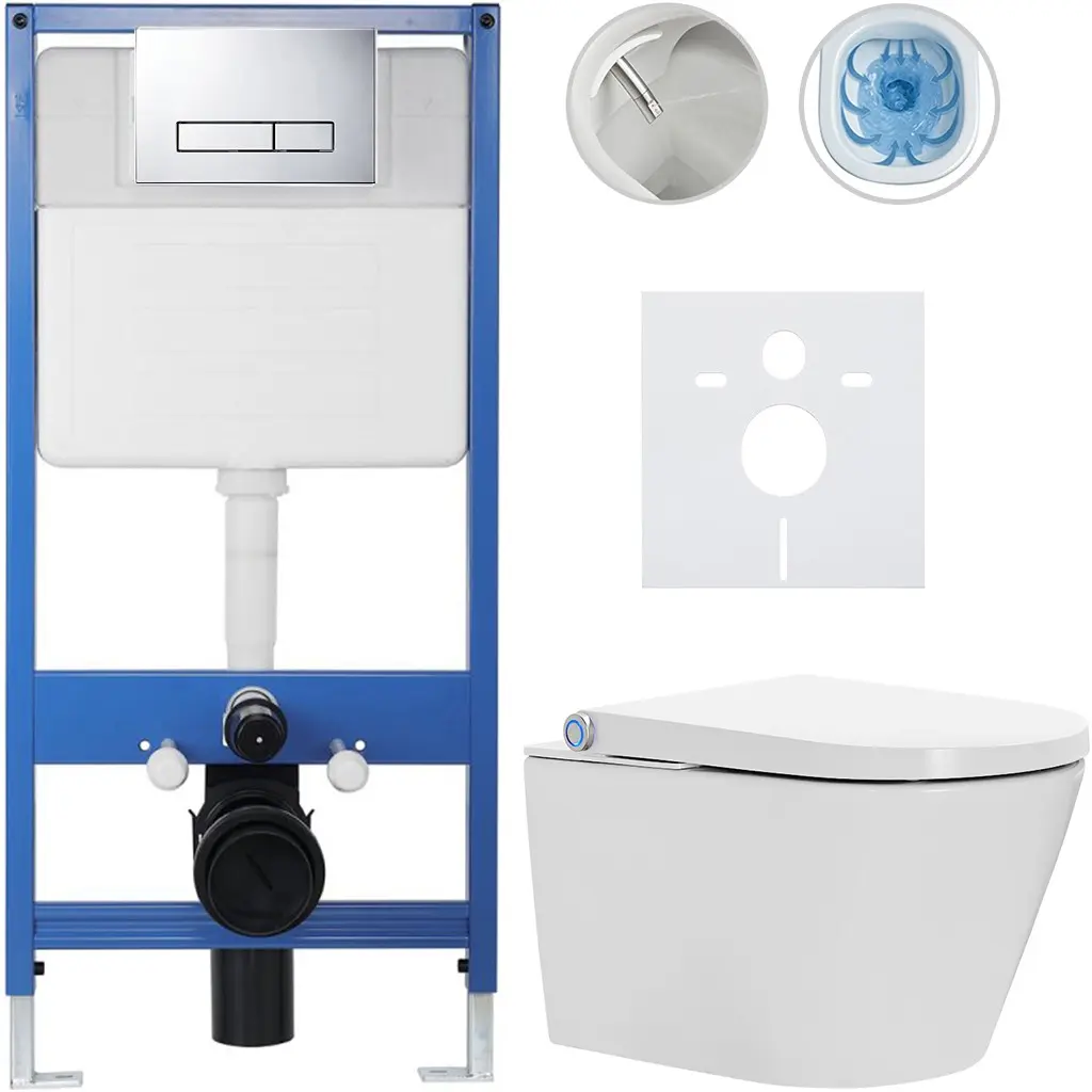 CERANO Kompletní WC set Profi/Cronus Standard bílá lesklá WC tlačítko Slim/Chrom předstěnová instalace 59,3x38,4  CER-153218
