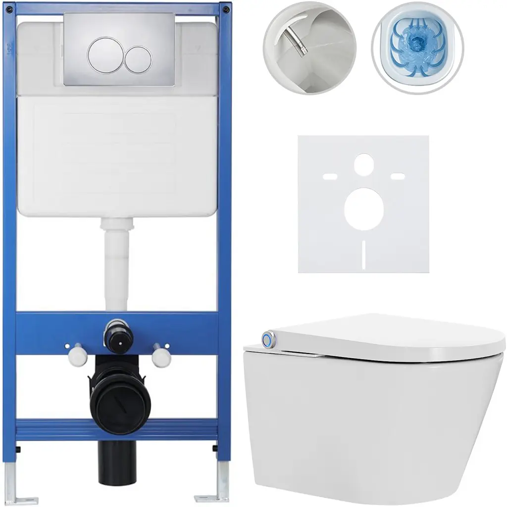 Kompletní WC set Profi/Cronus Standard - bílá lesklá - WC tlačítko Duo/Chrom - předstěnová instalace - 59,3x38,4 cm
