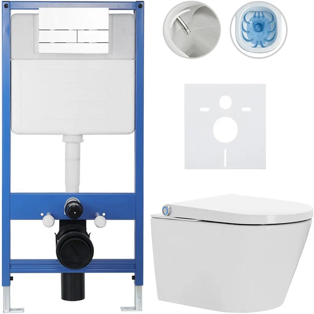 Kompletní WC set Profi/Cronus Standard - bílá lesklá - WC tlačítko Line/Bílá - předstěnová instalace - 59,3x38,4 cm