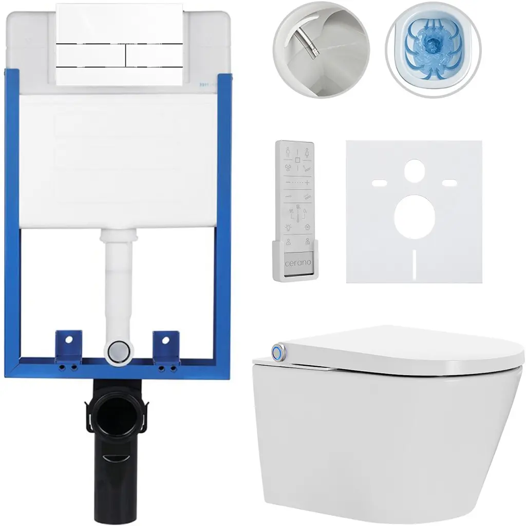 Kompletní WC set Profi/Cronus Premium - bílá lesklá - WC tlačítko Line/Bílá - pro zazdění - 59,3x38,4 cm