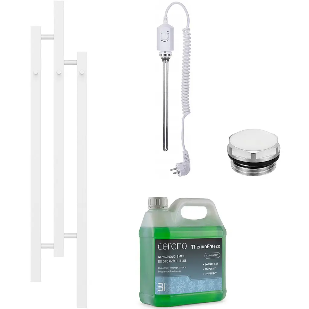Koupelnový elektrický radiátorový set Fabiano - 300W - bílá lesklá - 1200x220 mm