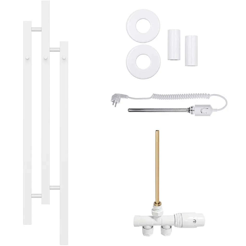 CERANO Koupelnový radiátorový set Fabiano kombinované vytápění, termo tyč boční jednobodové připojení 300W bílá lesklá 1200x220 mm CER-761746