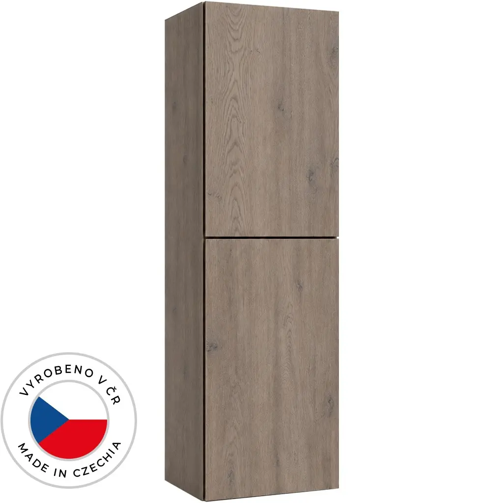 CERANO Koupelnová vysoká skříňka s košem na prádlo Adele TIP-ON otevírání dub Cannolo Cremona 45x120x33  CER-322666