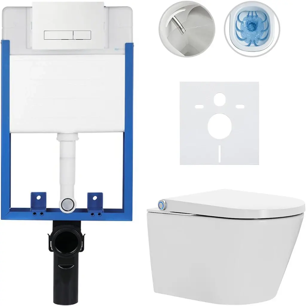 Kompletní WC set Profi/Cronus Standard - bílá lesklá - WC tlačítko Slim/Bílá - pro zazdění - 59,3x38,4 cm
