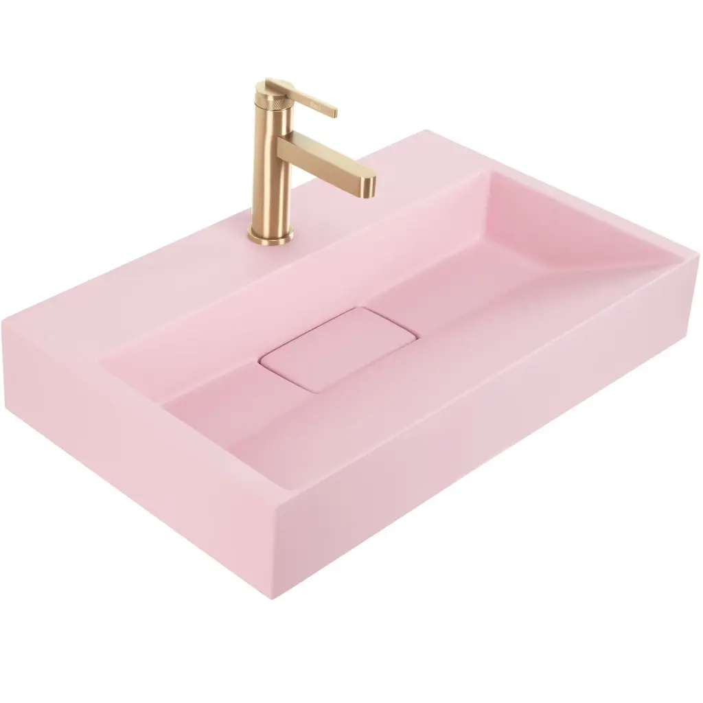 Deskové/závěsné umyvadlo z konglomerátu REA GOYA PINK 60x37 cm, růžové