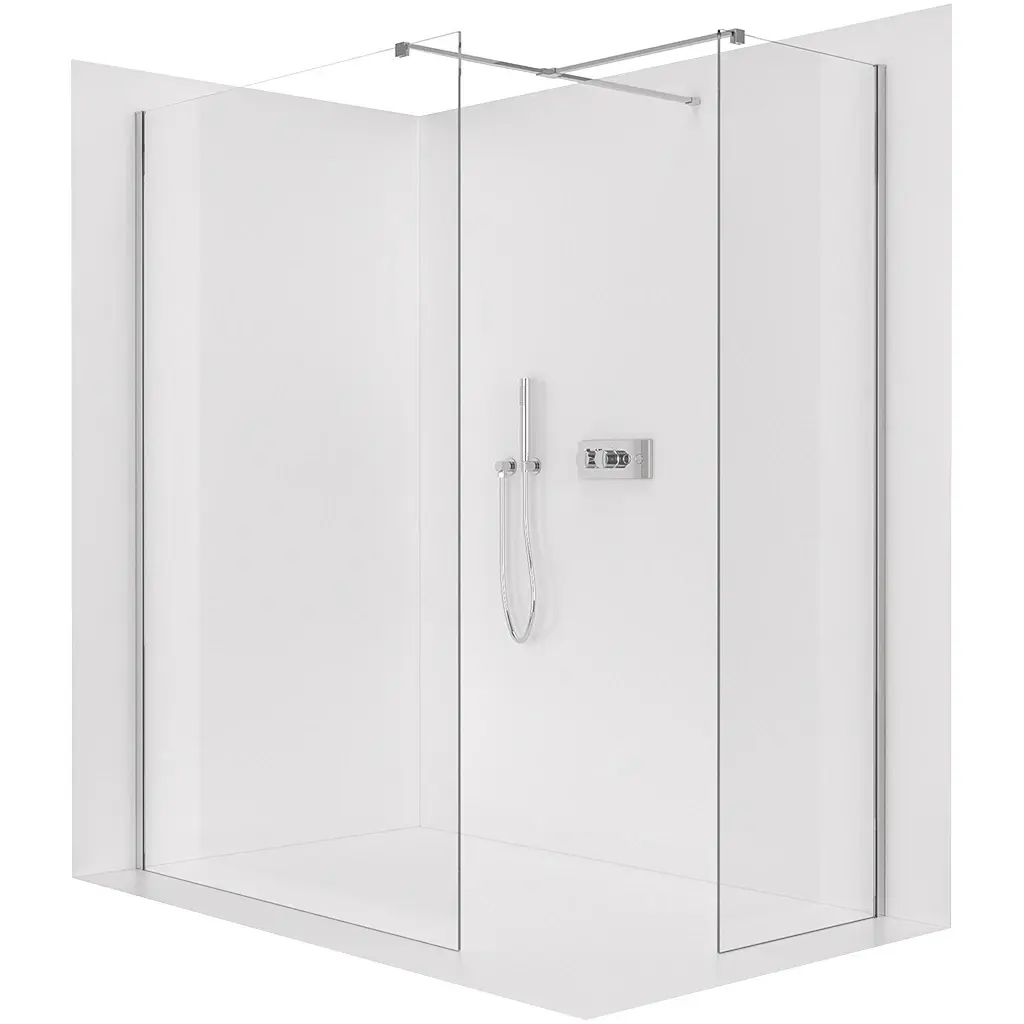 CERANO Sprchová zástěna Walk-in Onyx T L/P 8 mm hranatá vzpěra chrom, transparentní sklo 160x90x200  CER-8050BD2509
