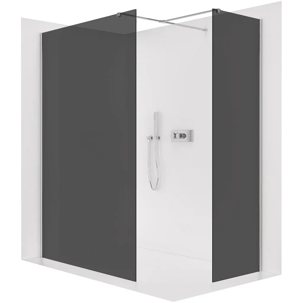 CERANO Sprchová zástěna Walk-in Onyx T L/P 8 mm hranatá vzpěra chrom, grafitové sklo 40x30x200  CER-8050BD72087