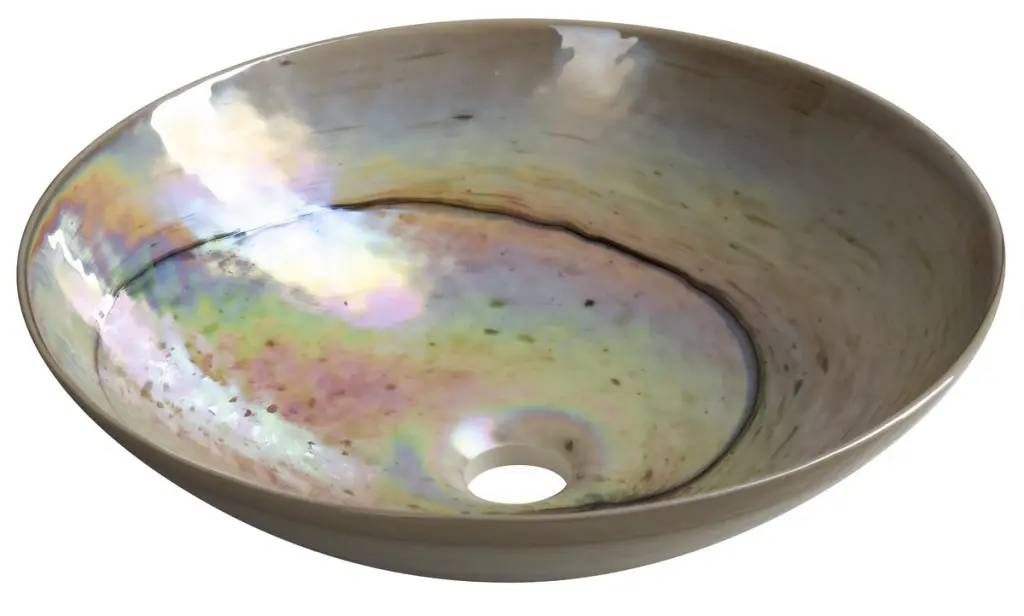 SAPHO SAND MURANO skleněné umyvadlo na desku, průměr 41cm, sand YM1234