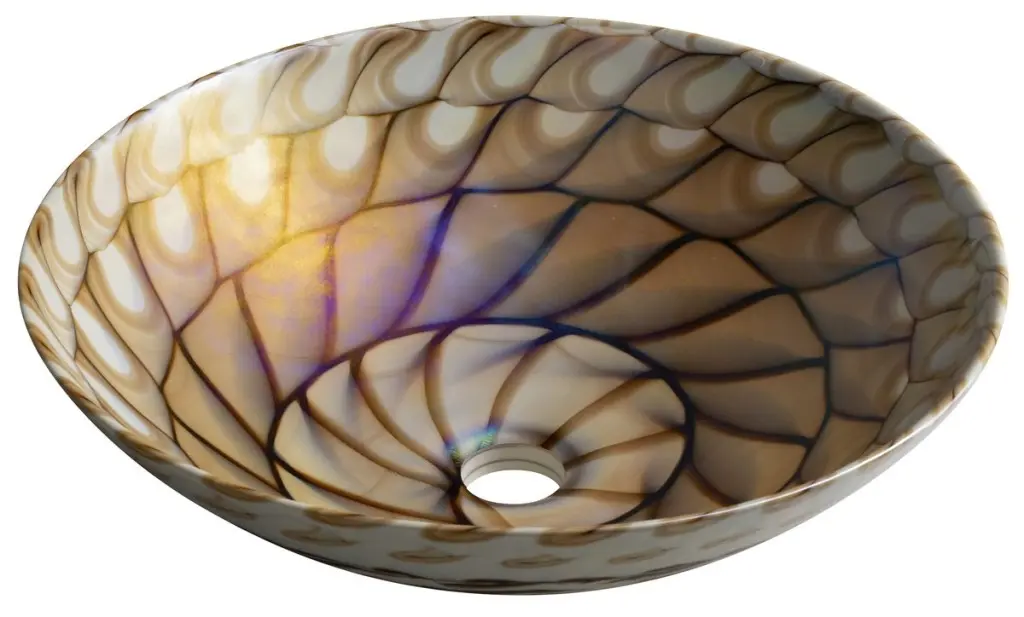 SAPHO CARAIBI MURANO skleněné umyvadlo na desku, průměr 41cm, ivory/hnědá YM1236