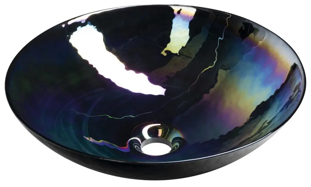 SAPHO DECORA NERO MURANO skleněné umyvadlo na desku, průměr 41cm, černá YM1237