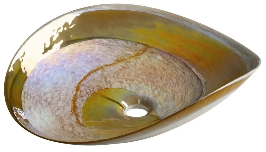 SAPHO AMBER MURANO skleněné umyvadlo na desku, 51x45cm, oválné, ivory/topaz YM1238