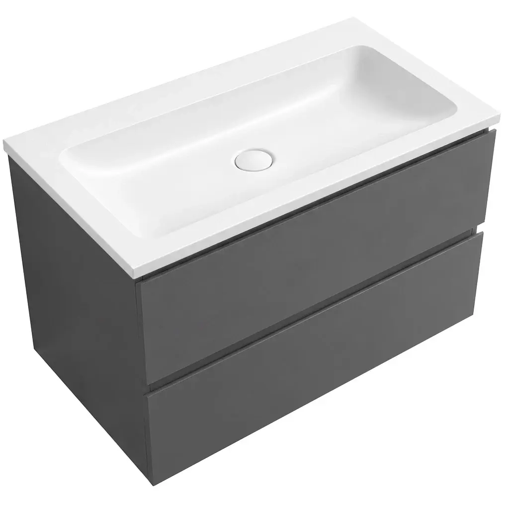 CERANO Koupelnová skříňka Carole antracitová + umyvadlo z lit. mramoru Amati bílá matná 100,8x49,5x46,8  CER-118701