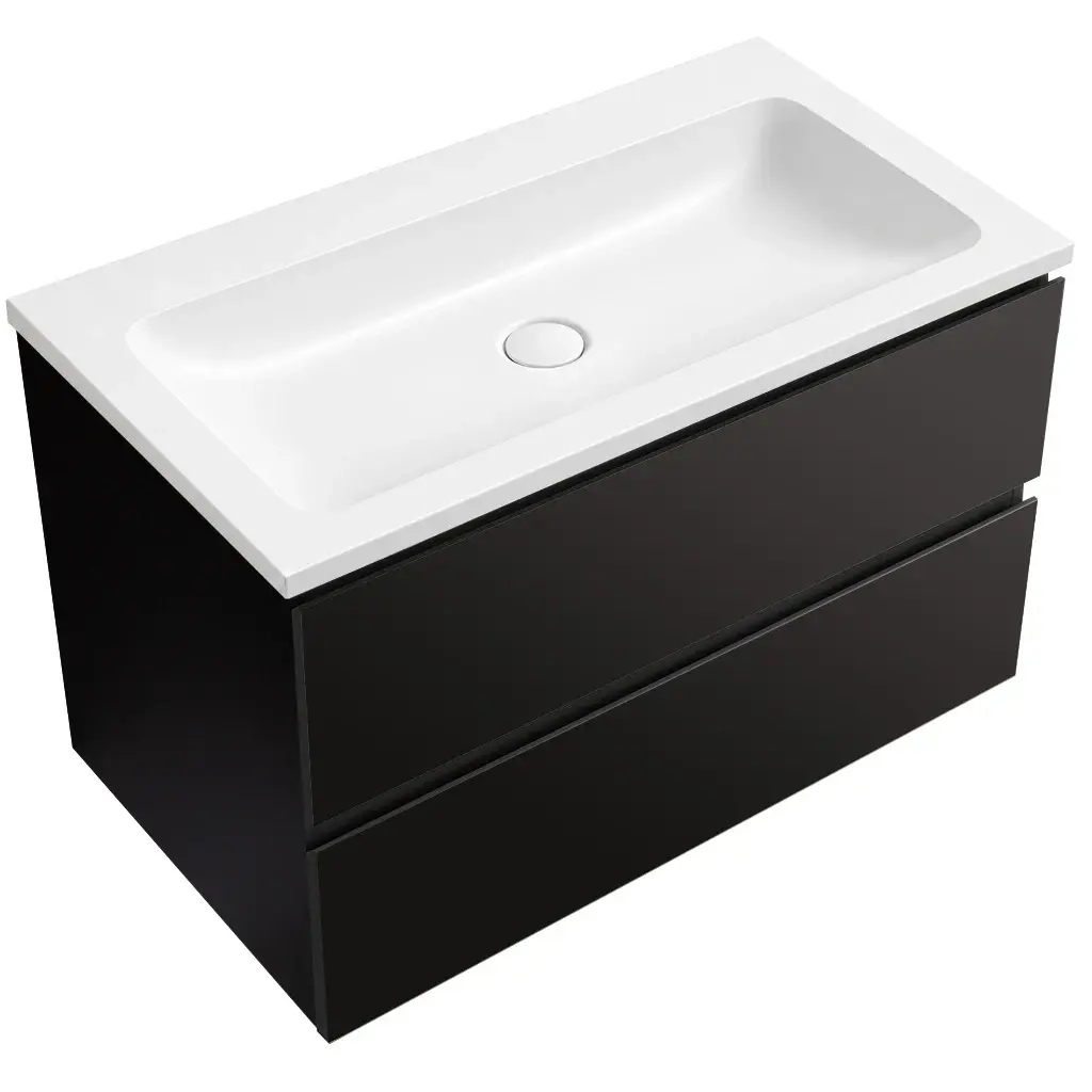 CERANO Koupelnová skříňka Carole černá matná + umyvadlo z lit. mramoru Amati bílá matná 100,8x49,5x46,8  CER-325996