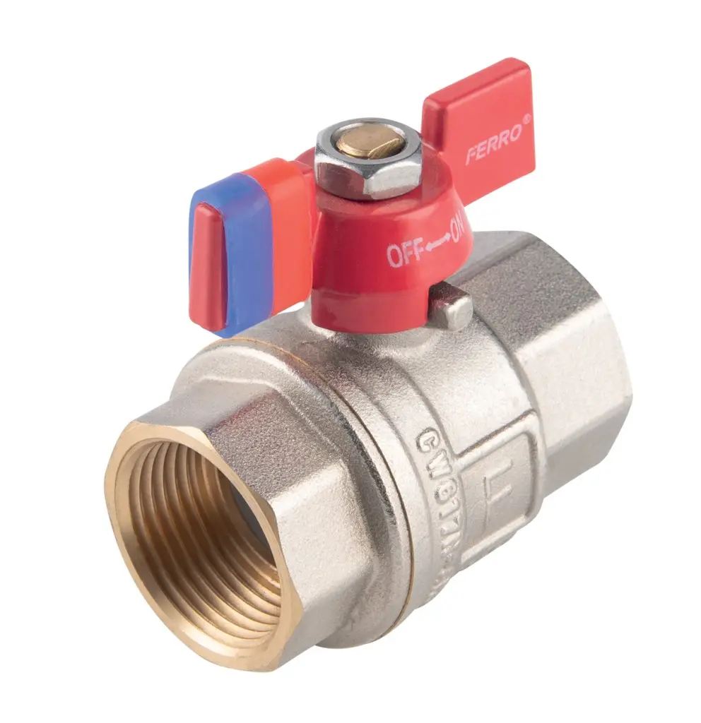 Ferro KULOVÝ PLNOPRŮTOČNÝ KOHOUT 5/4", motýlek MM - oba vnitřní závity