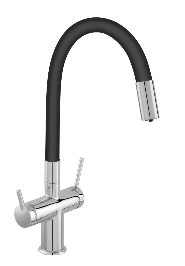 NOVASERVIS Dřezová stojánková baterie Filtrata s elast. ram,černá-chrom BFT41B