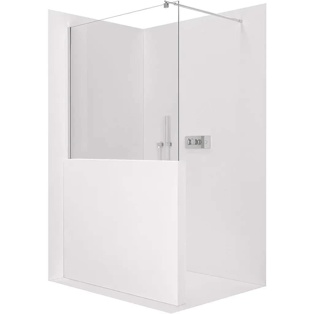 CERANO Sprchová zástěna Walk-in Onyx Half Round L/P 8 mm kulatá vzpěra chrom, transparentní sklo 110x100 CER-681601