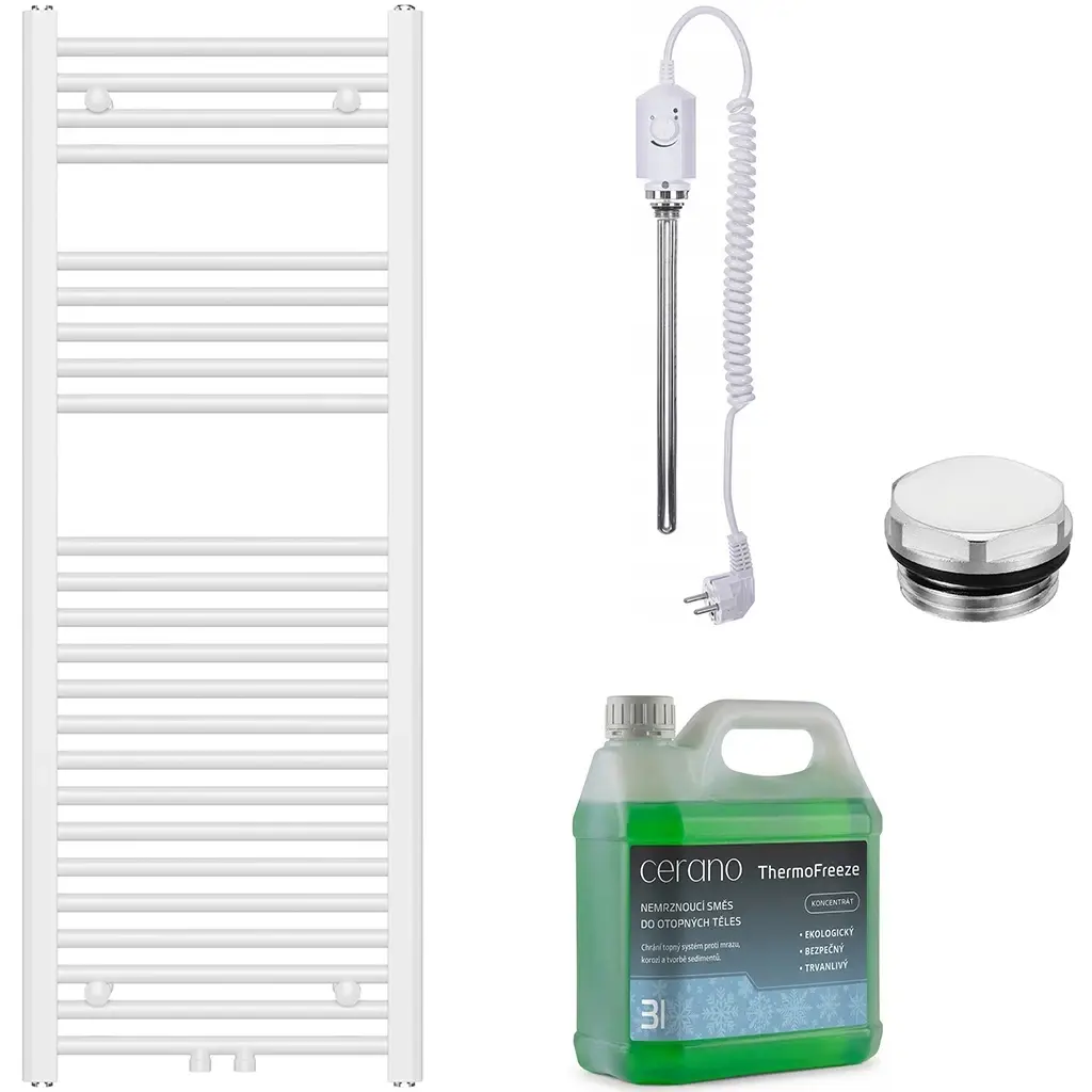 CERANO Koupelnový elektrický radiátorový set Benito 300W bílá lesklá 1200x450 mm CER-027087