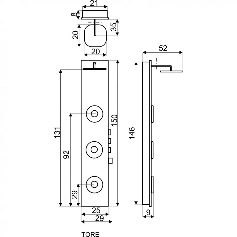 KERRA Sprchový panel s hydromasáží Tore (černý) 5907548105516
