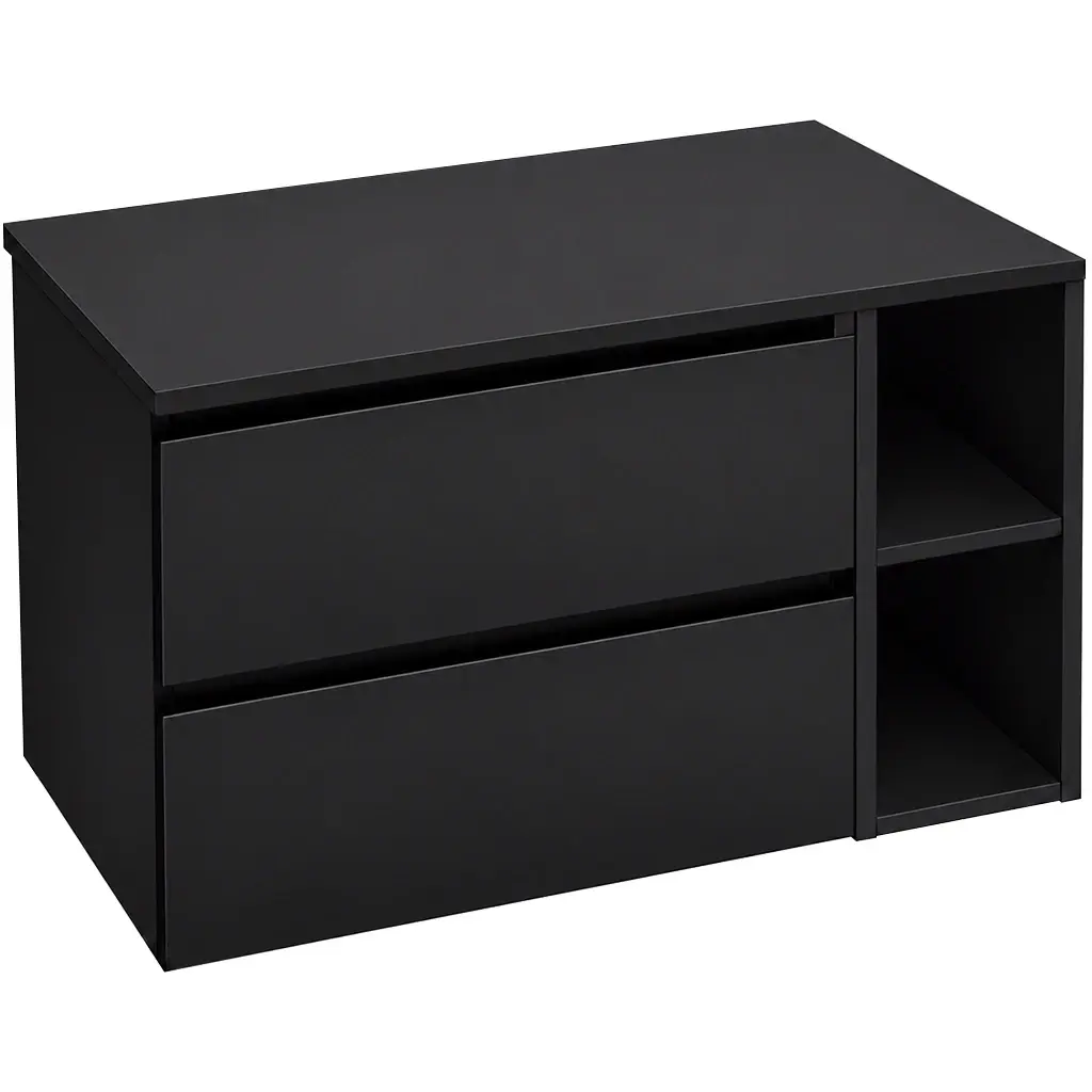 CERANO Koupelnová skříňka Carole černá matná + deska pod umyvadlo Navira Slim 18 mm 70x49,8x46  CER-131979