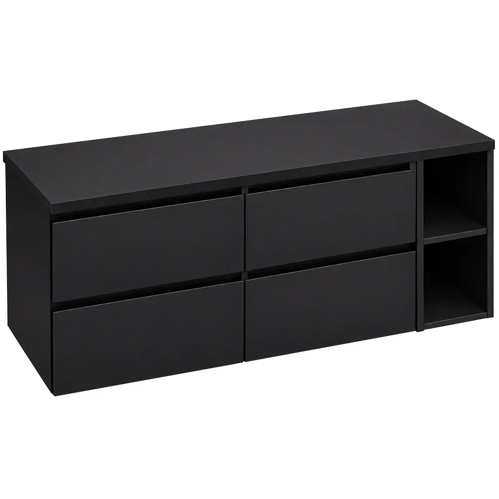 CERANO Koupelnová skříňka Carole černá matná + deska pod umyvadlo Navira Pro 36 mm 140x51,6x46  CER-582267