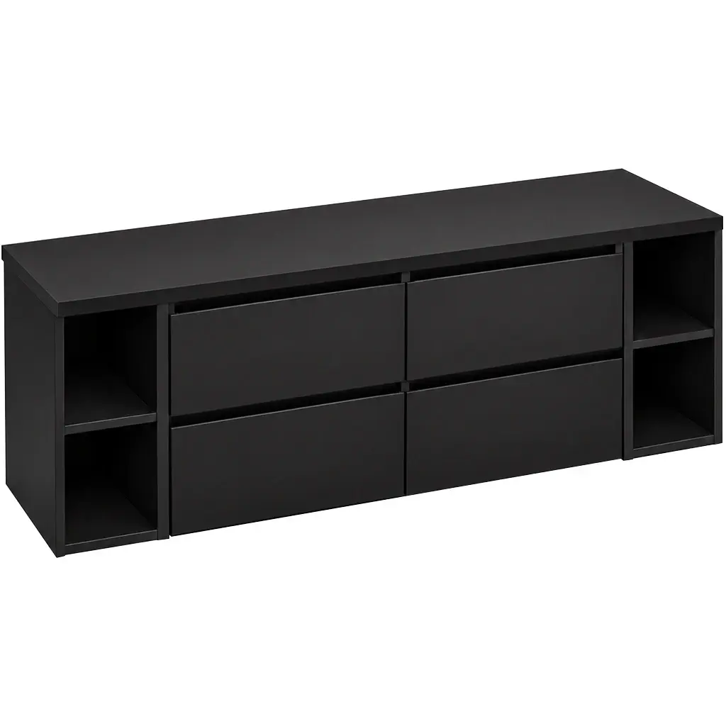 CERANO Koupelnová skříňka Carole černá matná + deska pod umyvadlo Navira Pro 36 mm 160x51,6x46 CER-606731