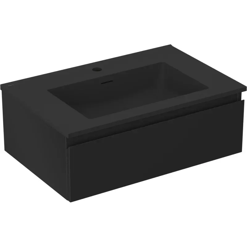 MEXEN/S Orio koupelnová skříňka 70 cm s umyvadlem Otis, 1 šuplík, černá mat 91A10-07023-1-BF71-W18M71