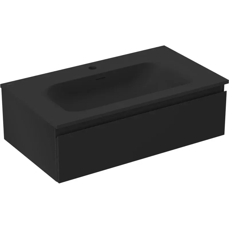 MEXEN/S Orio koupelnová skříňka 80 cm s umyvadlem Vela, 1 šuplík, černá mat 91A10-08023-1-BF71-W23M71