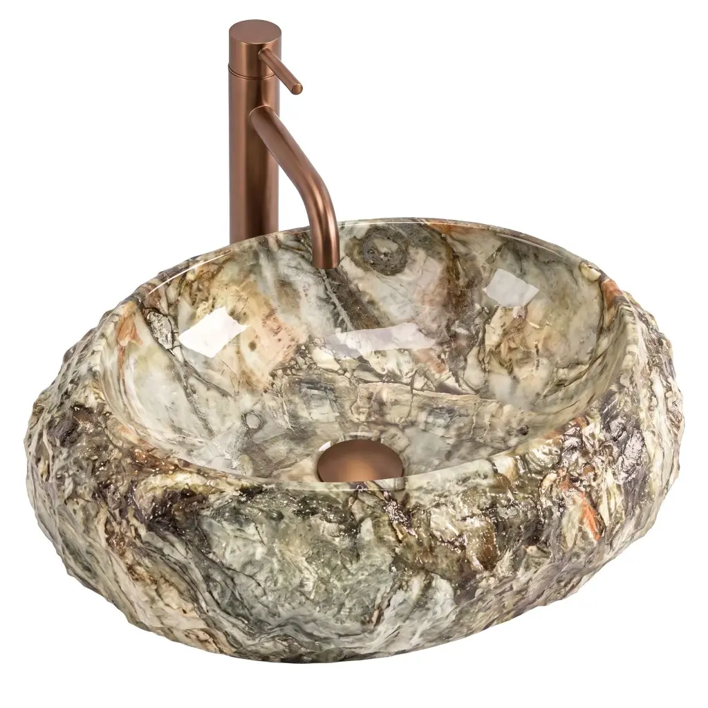 Keramické umyvadlo na desku REA MIKA CANYON 50x38 cm, imitace kamene