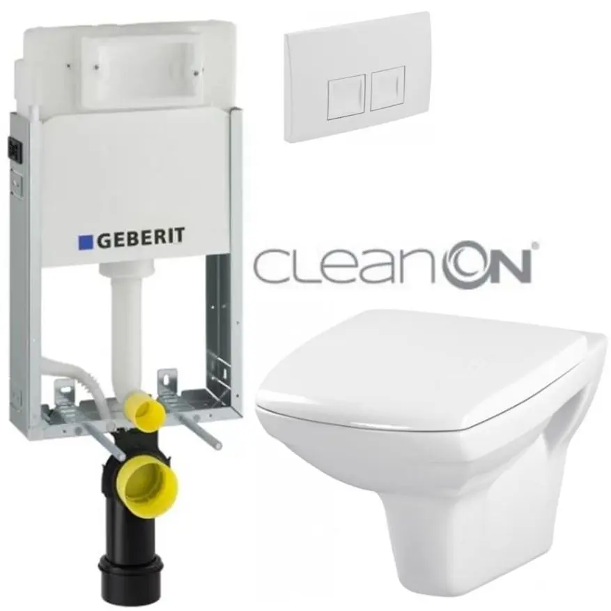 GEBERIT KOMBIFIXBasic vč. bílého tlačítka DELTA 50 + WC CERSANIT CLEANON CARINA + SEDÁTKO 110.100.00.1 50BI CA1