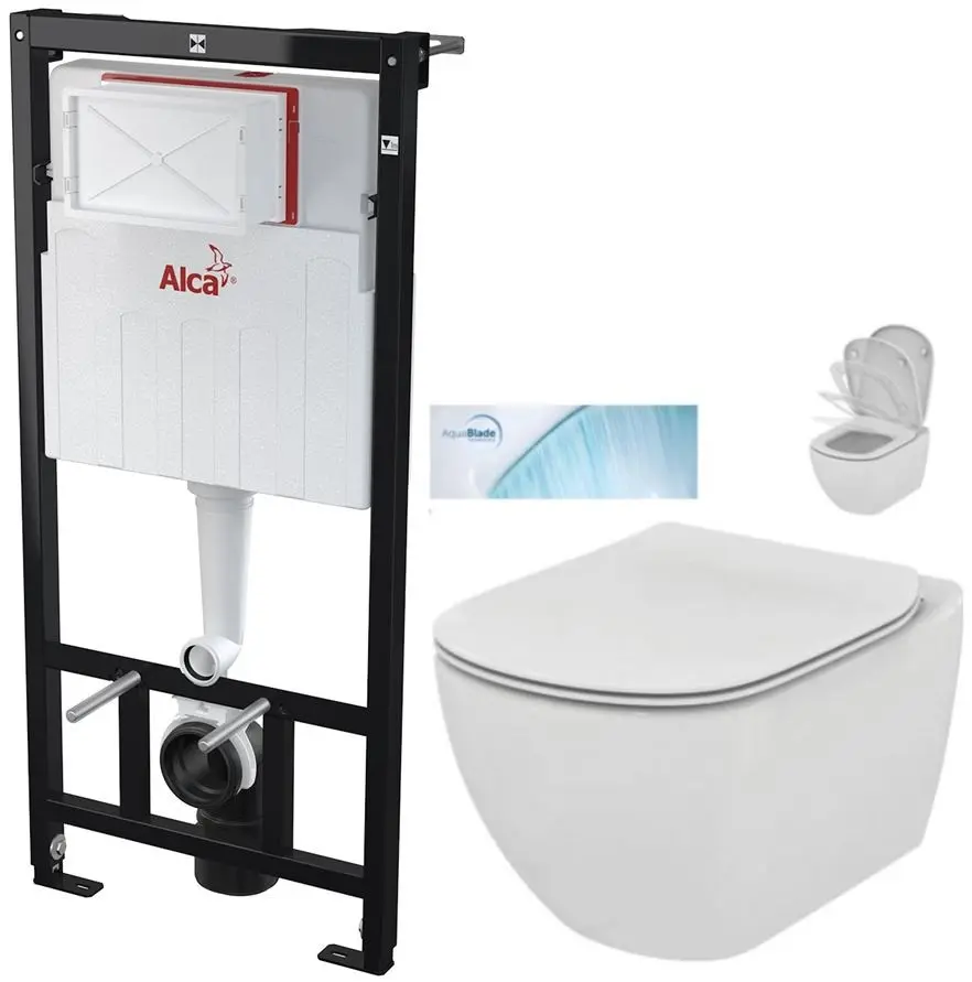 Předstěnový instalační systém bez tlačítka + WC Ideal Standard Tesi se sedátkem SoftClose, AquaBlade AM101/1120 X TE1