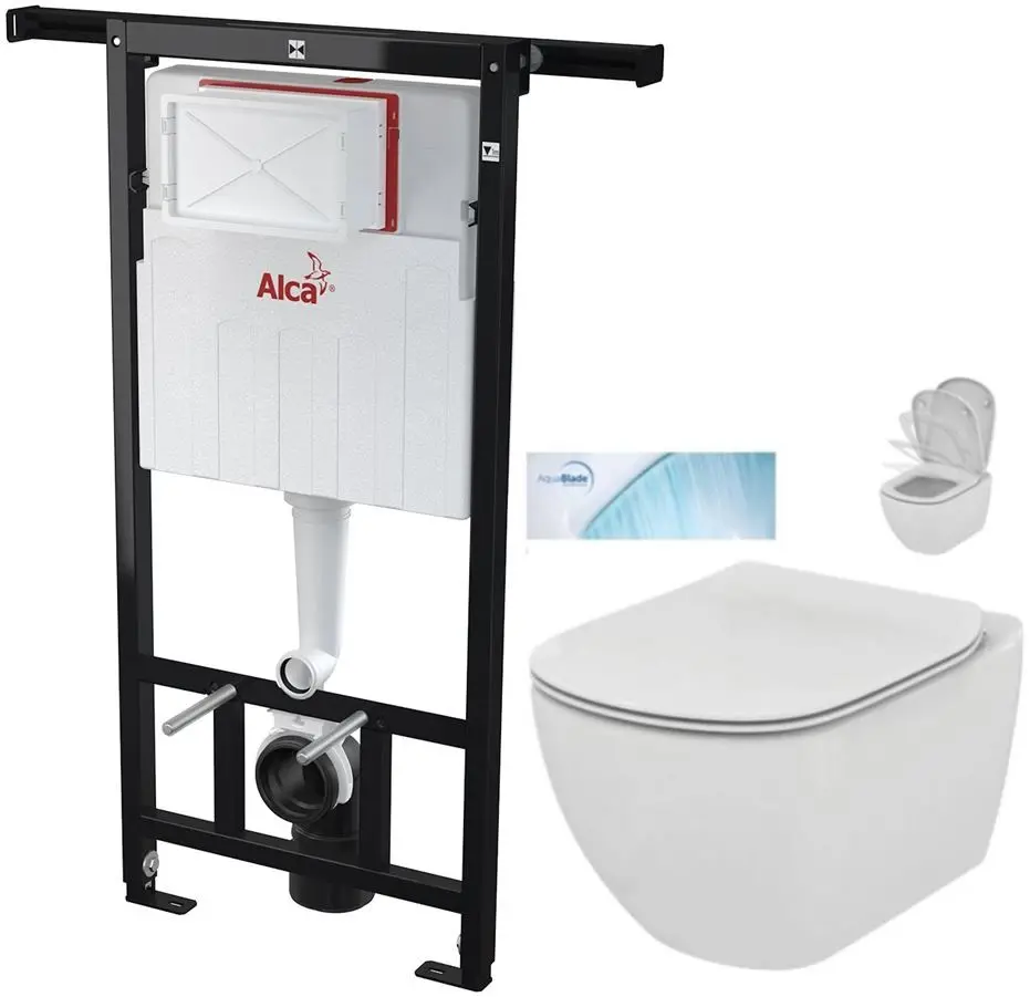 Předstěnový instalační systém bez tlačítka + WC Ideal Standard Tesi se sedátkem SoftClose, AquaBlade AM102/1120 X TE1
