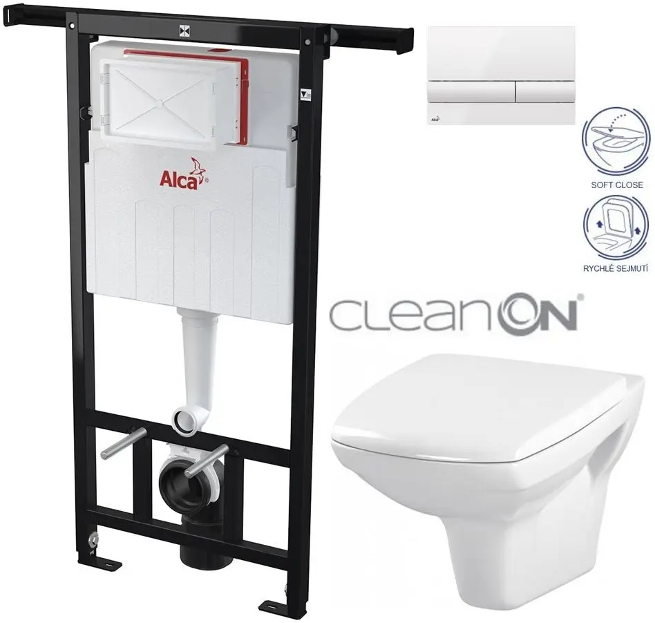 Předstěnový instalační systém s bílým tlačítkem M1710 + WC CERSANIT CLEANON CARINA + SEDÁTKO AM102/1120 M1710 CA2