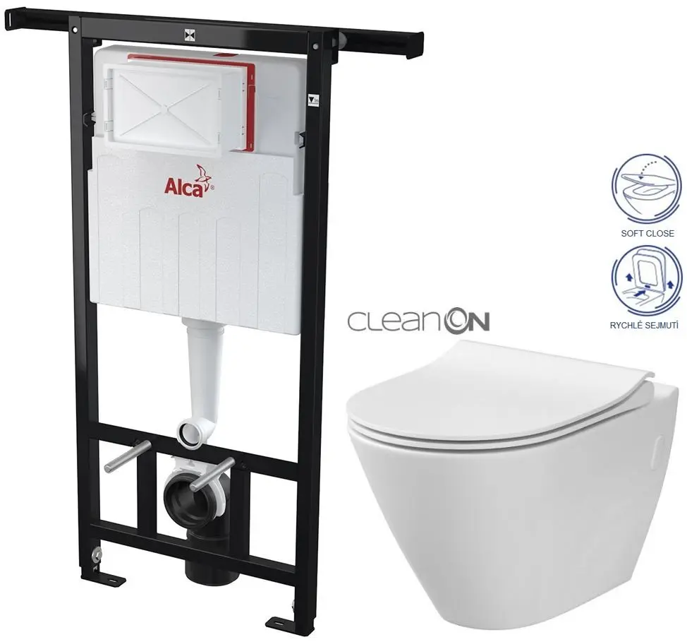 Předstěnový instalační systém bez tlačítka + WC CERSANIT CLEANON CITY AM102/1120 X CI1