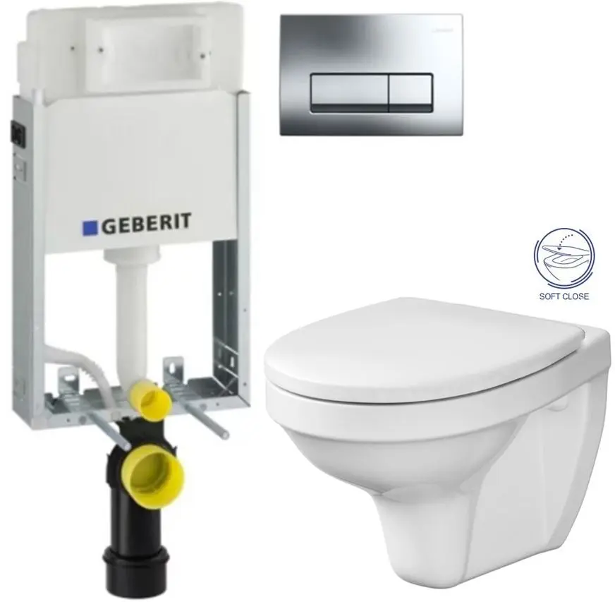 GEBERIT KOMBIFIXBasic vč. chromového tlačítka DELTA 51 + WC CERSANIT DELFI + SOFT SEDÁTKO 110.100.00.1 51CR DE2