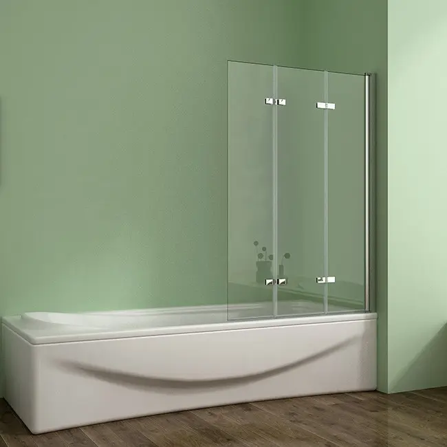 H K Vanová zástěna S33 130x140 třídílná sklopná, čiré sklo SE-S33-130