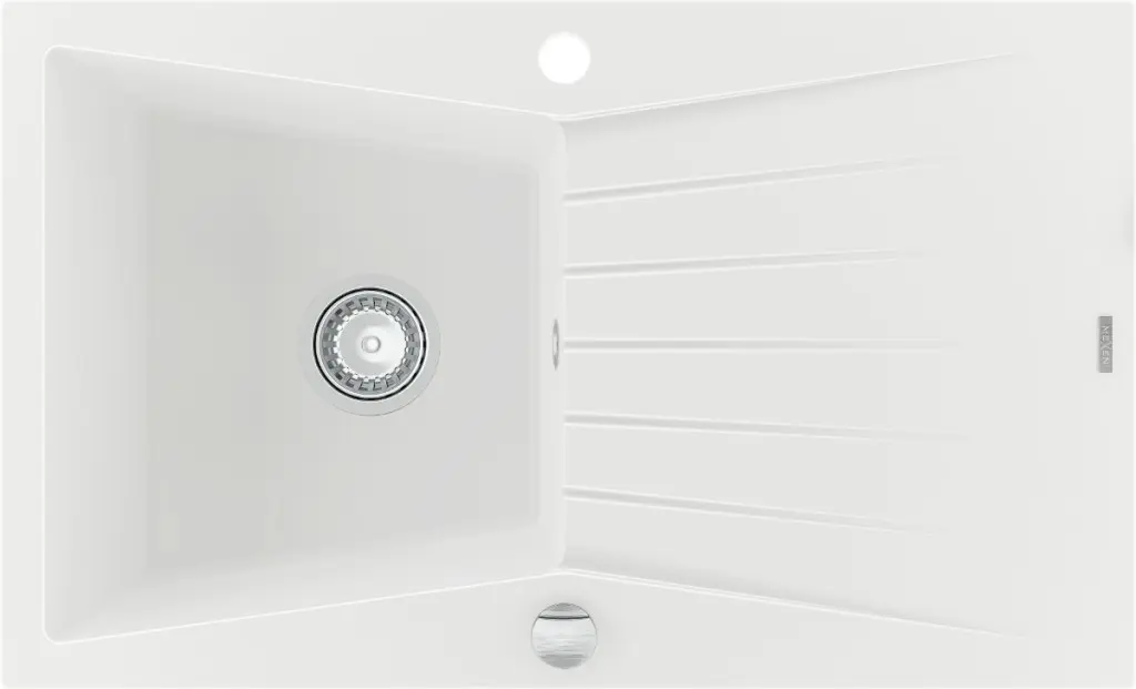 MEXEN Cesar granitový dřez 1 s odkapávačem 775x470 mm, bílá 6514771010-20