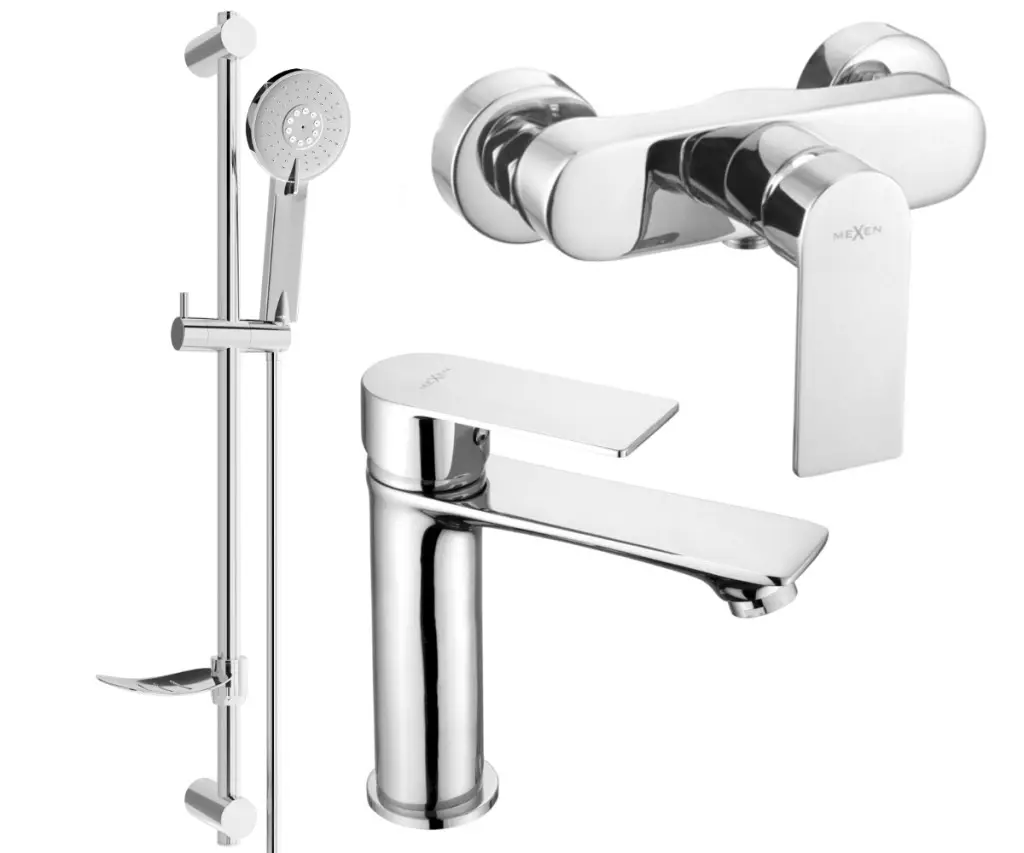 MEXEN - Royo DF40 Set umyvadlové a sprchové baterie s příslušenstvím, chrom 72204DF40-00