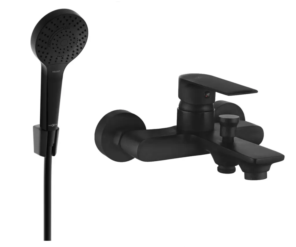 MEXEN - R05 Royo vanová baterie se sprchou set, černá 7223R05-70