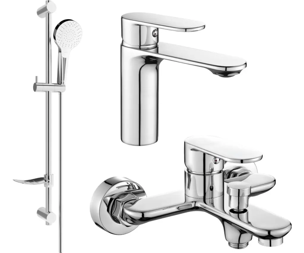 MEXEN - Milo DF05 SET umyvadlová a vanová baterie s příslušenstvím, chrom 71303DF05-00