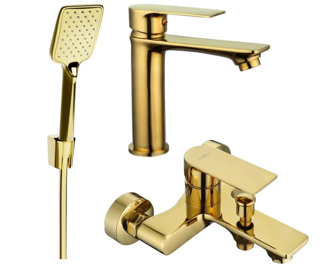 MEXEN - Mexen Royo R62 Set umyvadlové a vanové baterie s příslušenstvím zlata 72203R62-50