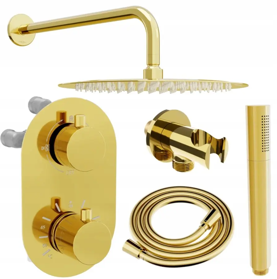 MEXEN/S Kai DR70 podomítkový sprchový SET + slim sprcha 30, zlatý 77602DR7030-50